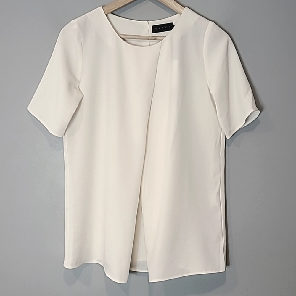 Hatch The Pullover Blouse Size 0 Crepe New Ivory Comfy Top Dressy - Picture 2 of 7